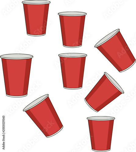 Create a realistic Red disposable cups background - plastic cup vector art .