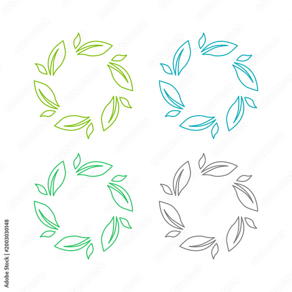 Naklejka premium GREEN LEAVES SIGN SYMBOL LOGO VECTOR