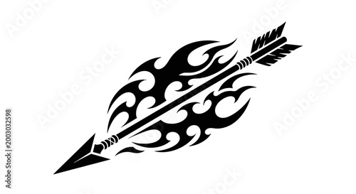 Tribal arrow tattoo design element.