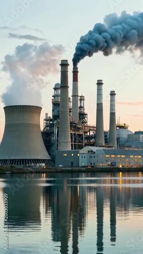 Energy plants smoking at dusk