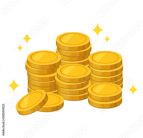 積み上がった金貨のイラスト（お金・収益・ビジネスイメージ）