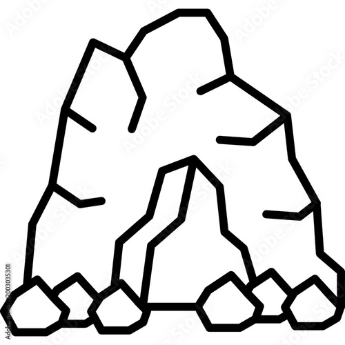 Cave Rock Formation Line Icon