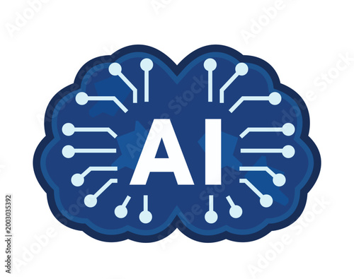 Stylised brain with circuitry lines and AI letters in center