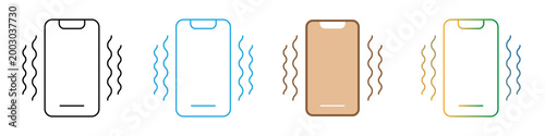 фотографія Vibrating smartphone icon collection in thin line and solid styles on transparent background png