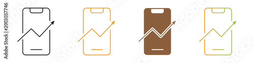 Fotografía Mobile phone icons with rising growth chart arrows isolated on transparent background png