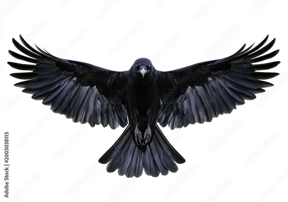 Fototapeta premium majestic black bird isoolated ona transparent bakdrop