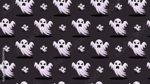 Scary Flying Ghost Seamless Pattern Background, horror theme and Halloween night concept.