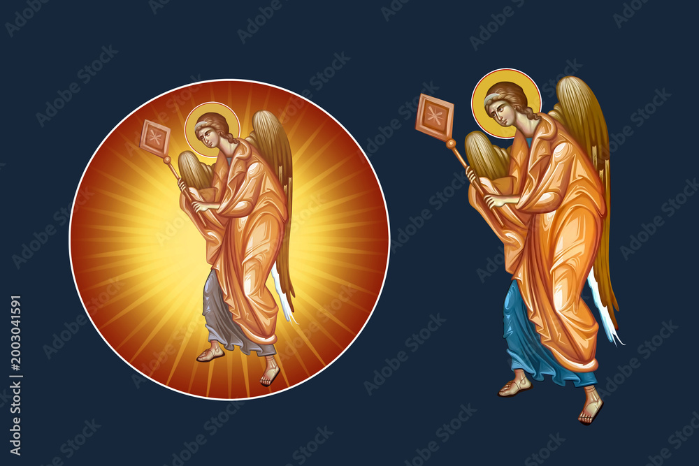 Obraz premium Illustration angel set in Byzantine style