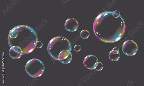 Tablou pe pânză Vector realistic soap bubble isolated on transparent background