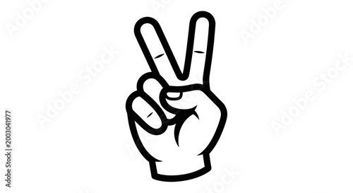 Obraz na plátně A hand making a peace sign gesture.