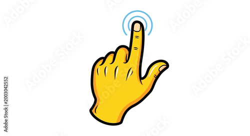 A hand clicking a virtual button.