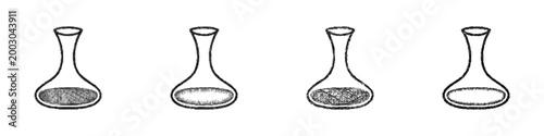 Sketch wine decanter icon design set