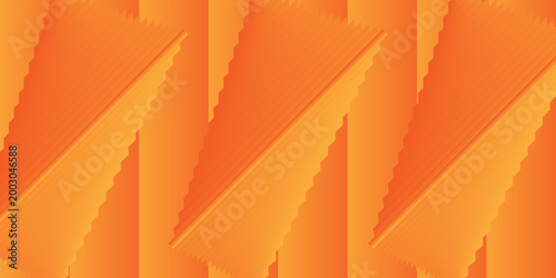 Tableau sur toile Abstract orange gradient background displays a repeating pattern of diagonal, layered geometric shapes creating a sense of depth and movement