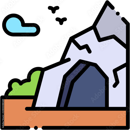 Mountain Cave Landscape Vector Icon