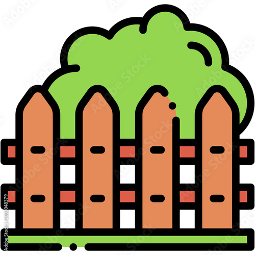 Wooden Fence in Nature Landscape Vector Icon