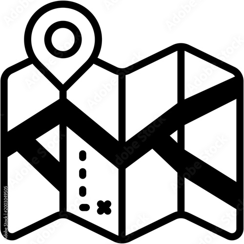 Map Location Pin and Route Vector Icon