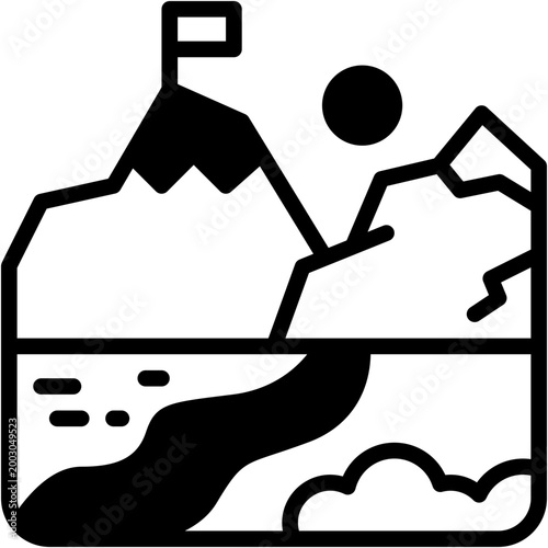 Mountain Summit Peak Destination Vector Icon