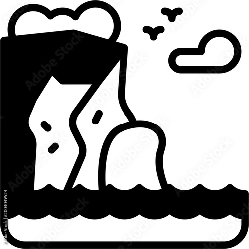 Rocky Mountain Cliff Landscape Vector Icon