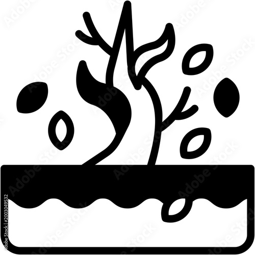 Autumn Lake Landscape with Trees Vector Icon