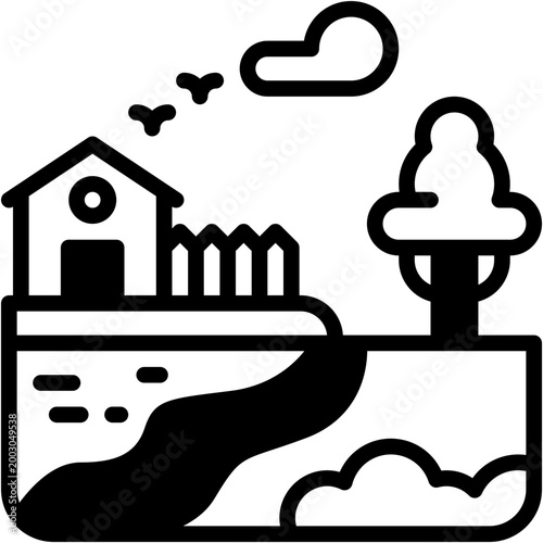 Countryside Pathway Nature Scene Vector Icon