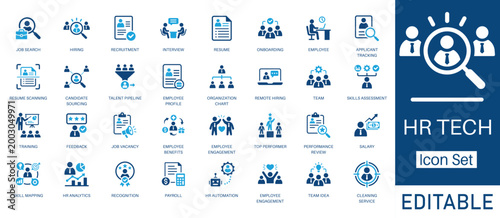 Foto HR tech and recruitment solid icon set