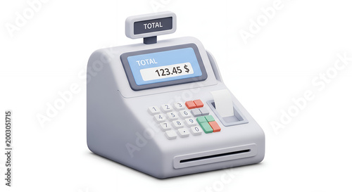 Quadro su tela 3D Cash Register Icon in Smooth Soft Style, Modern Point of Sale System for Reta