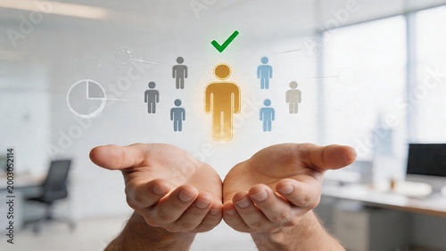 Business man holding management concept team success growth strategy leadership human resources HR selection performance review employee appreciation project planning digital