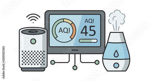 AI Powered Smart Home Air Quality Control System with AQI Monitoring Dashboard, Intelligent Humidifier and Voice Assistant Speaker