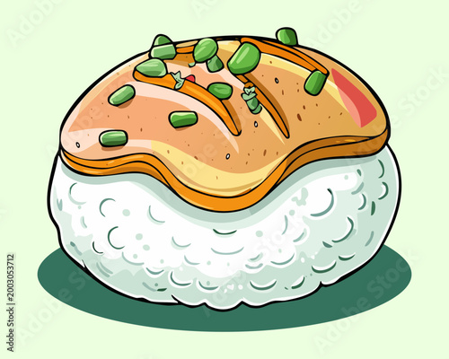 Εκτύπωση καμβά Large rice bowl topped with a golden omelet and fresh herbs for a hearty Asian m
