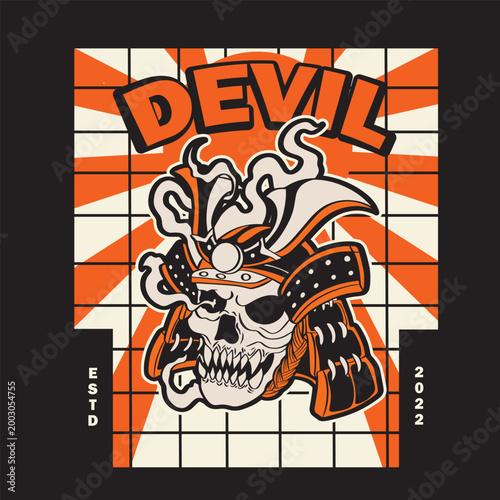 skull heat wearing hat samurai
