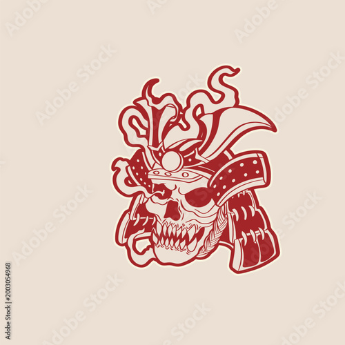 skull heat wearing hat samurai