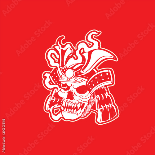 skull heat wearing hat samurai