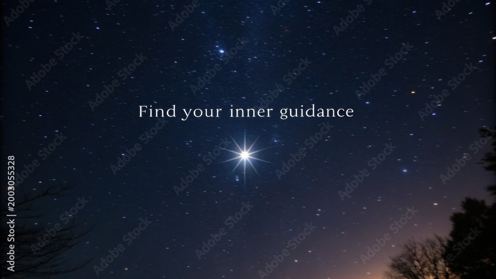 Fototapeta premium Single Bright Star Shining in Dark Night Sky