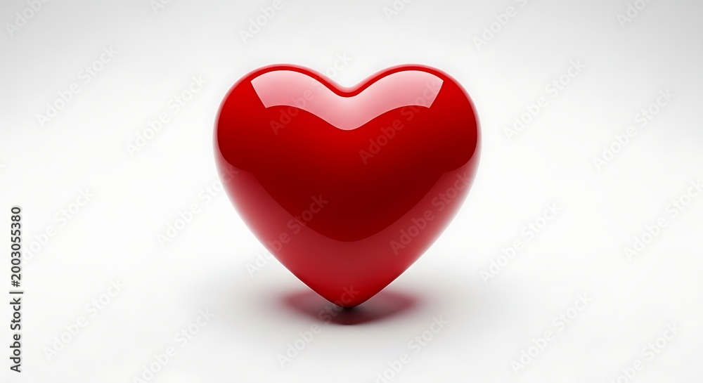 Obraz premium Red shiny heart shape object on white background
