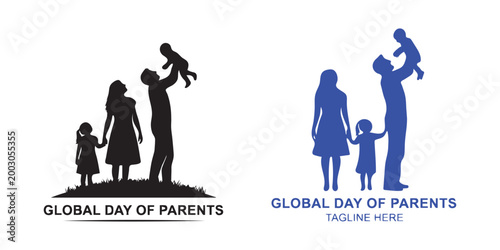 Global day of parents silhouette illustration family bonds and generational connection
