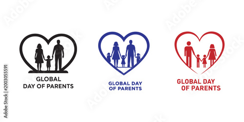 Global day of parents celebrating family love and bonds in three variations