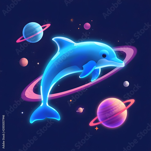 illustration of a dolphin jumping in water