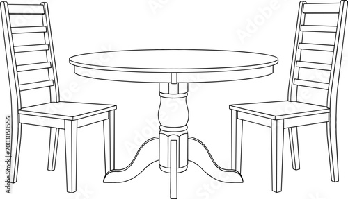 Round Dining Table with Two Wooden Chairs for Cozy Home Decor, Dining Room Seating, Modern Style