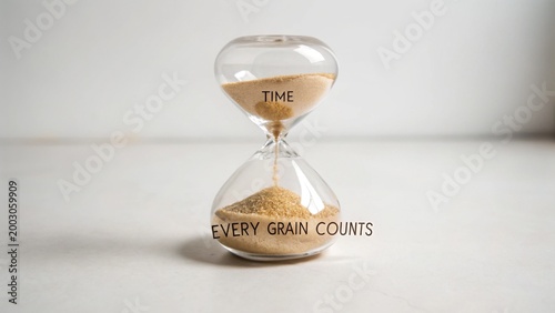 Small Delicate Hourglass Filled with Sand, Time Concept