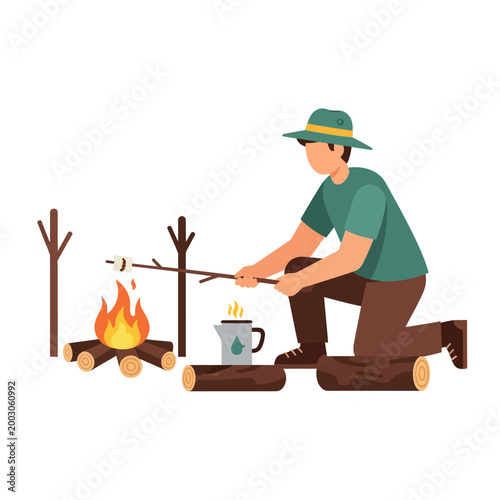 Roasting a Marshmallow Vector