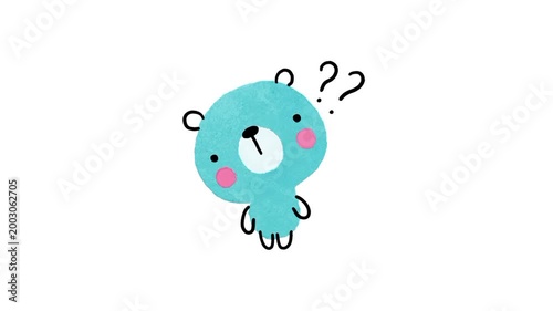 Thinking cartoon character. Question mark doubtful face expression 