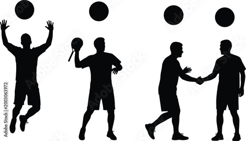 Obraz na płótnie Professional Water Polo and Handball Player Silhouette Set Featuring Jumping, Th