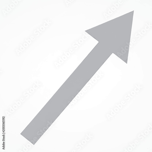 A gray arrow pointing upwards to the right on a, symbolizing growth and progress in a simple and modern design