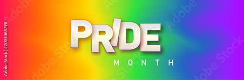 Rainbow pride flag with gradient waves for LGBT awareness. Festive gay parade banner design showcasing colorful ribbons, hearts, and celebration concept elements