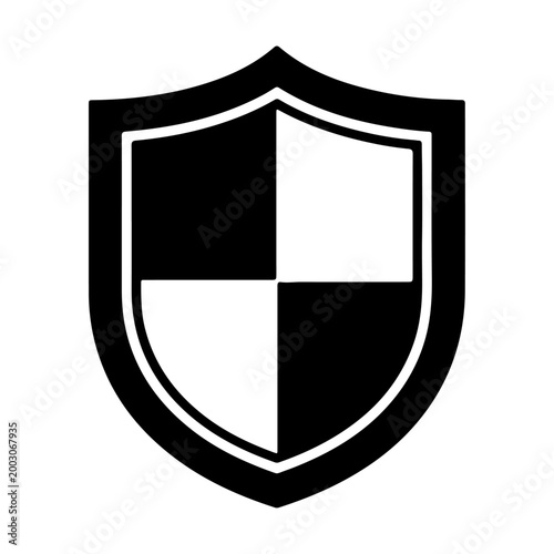 Free Download Security Shield Icon with Checkered Pattern Isolated on White Background, Protection and Data Privacy Symbol for Cyber Security and Safety Interface Design - GFXLoad