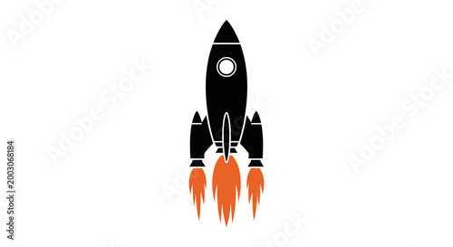 Rocket launch silhouette a powerful ascent into space with fiery engine trails