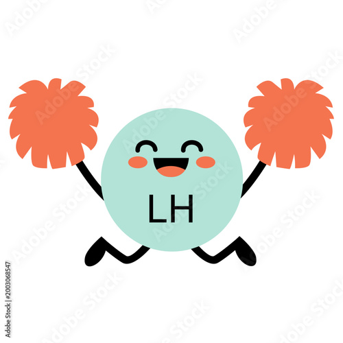 LH Endocrine Hormone Illustration, Luteinizing Hormone Cute Character Medical Vector Isolated