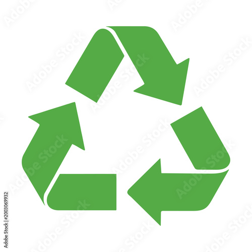 Green recycle symbol icon representing environmental sustainability isolated on white background