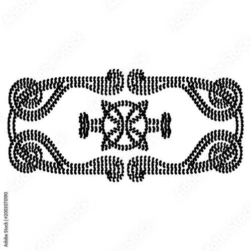 Vintage Black and White Ornamental Frame Element with Swirls and Patterns
