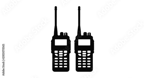 Two walkie talkies silhouette on a white background